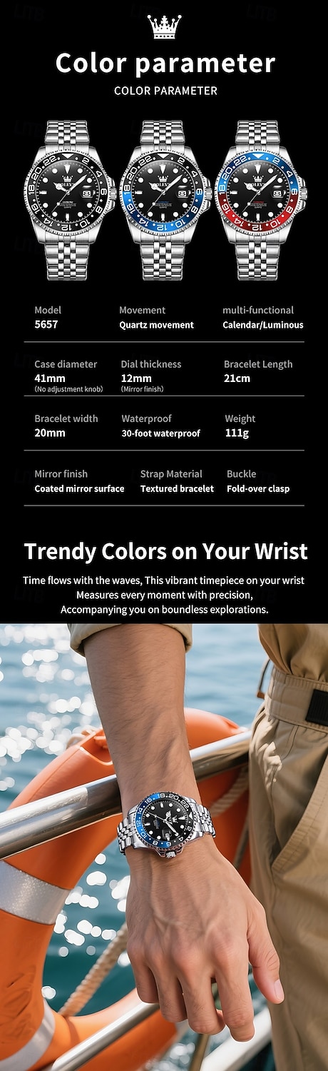 OLEVS 5657 Luxury Quartz Watches Gift for men Top Brand Original Stainless Steel Calendar Waterproof Luminous Men's Dress Wristwatch 2026 - $39.99 –P5
