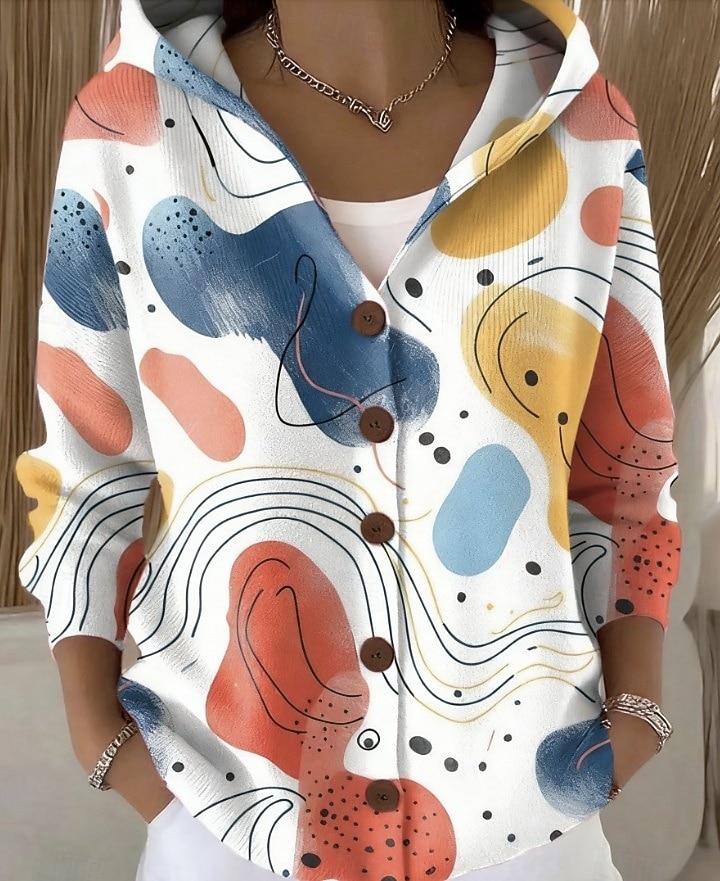 Pentru femei Jachetă cămașă Cald Imprimeu Casual Floral Casual Regulat Capișon Fit regulat Manșon Lung Îmbrăcăminte exterioară Galben Deschis Galben Roz Îmbujorat Toamnă Iarnă 2025 - $31.99 –P4