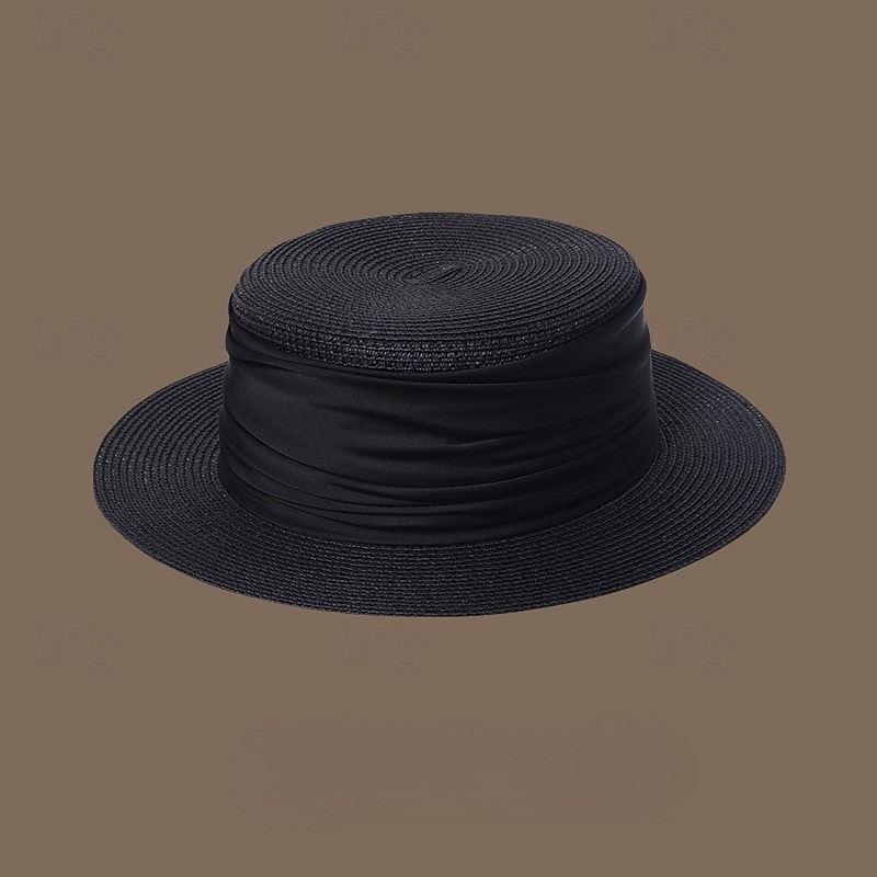 Hatter Strå Stråhatt Bryllup Te Fest Hesteløp cocktail Elegant Årgang Solbeskyttelse Med Glat Hodeplagg Hodeplagg 2025 - $14.99 –P2