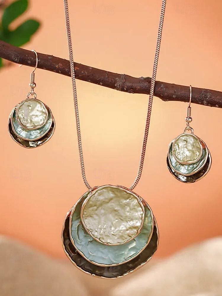 Naisten boheemi kerrostettu riipuskaulakoru ja roikkuvat korvakorut – hohtava simpukkakuvio, näyttävä koru rentoon ja juhlaan. 2026 - $18.99 –P5