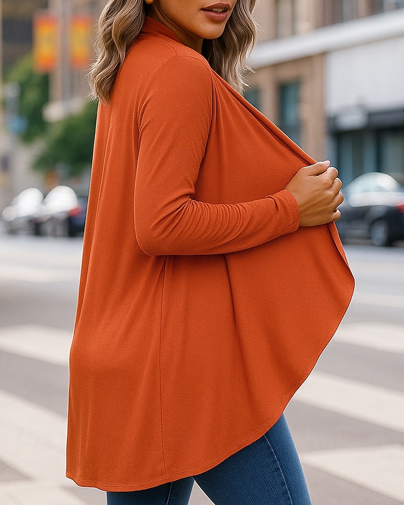 Femmes Couleur Unie Cardigan ouvert sur le devant Cardigan tricoté Automne manche longue Athleisure Col en V Extérieur Voyage Sportif Rouge vin Noir Violet Tenue de sport Tenues de Sport de 2026 ? $24.99 –P2