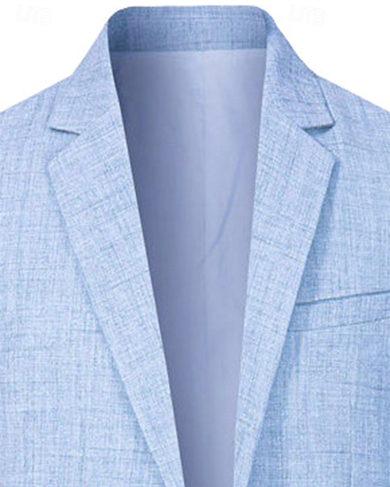 Homme Blazer Affaires Cocktail Fête de mariage Mode Occasionnel Printemps Automne Polyester Uni Avec Poches Boutons Confortable Simple Boutonnage veste Bleu Ciel Kaki Café de 2026 ? $43.99 –P2