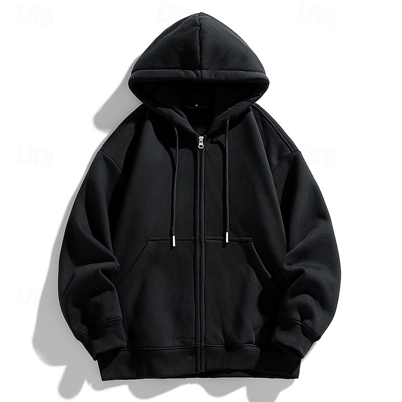 Per uomo Felpa con cappuccio Felpa con cappuccio a zip intera Aalbicocca Nero Bianco Vino Blu marino Con Cappuccio Semplice Coulisse Con zip Tasca Sport & Outdoor Quotidiano Ferie Poliestere del 2025 a $28.99 –P6
