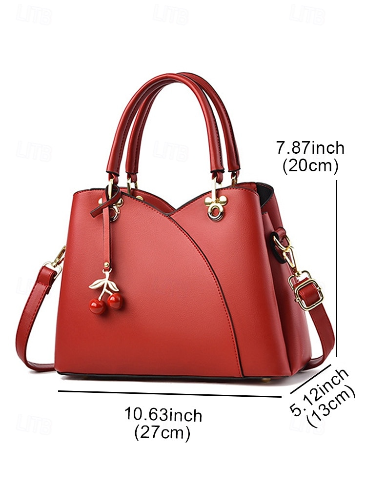Women's Cherry Charm Faux Leather Handbag with Top Handle & Shoulder Strap, Elegant Multi-Color Tote Purse for Ladies, Perfect for Christmas Parties, Holiday Gifts & Daily Outfits 2026 - $32.99 –P10