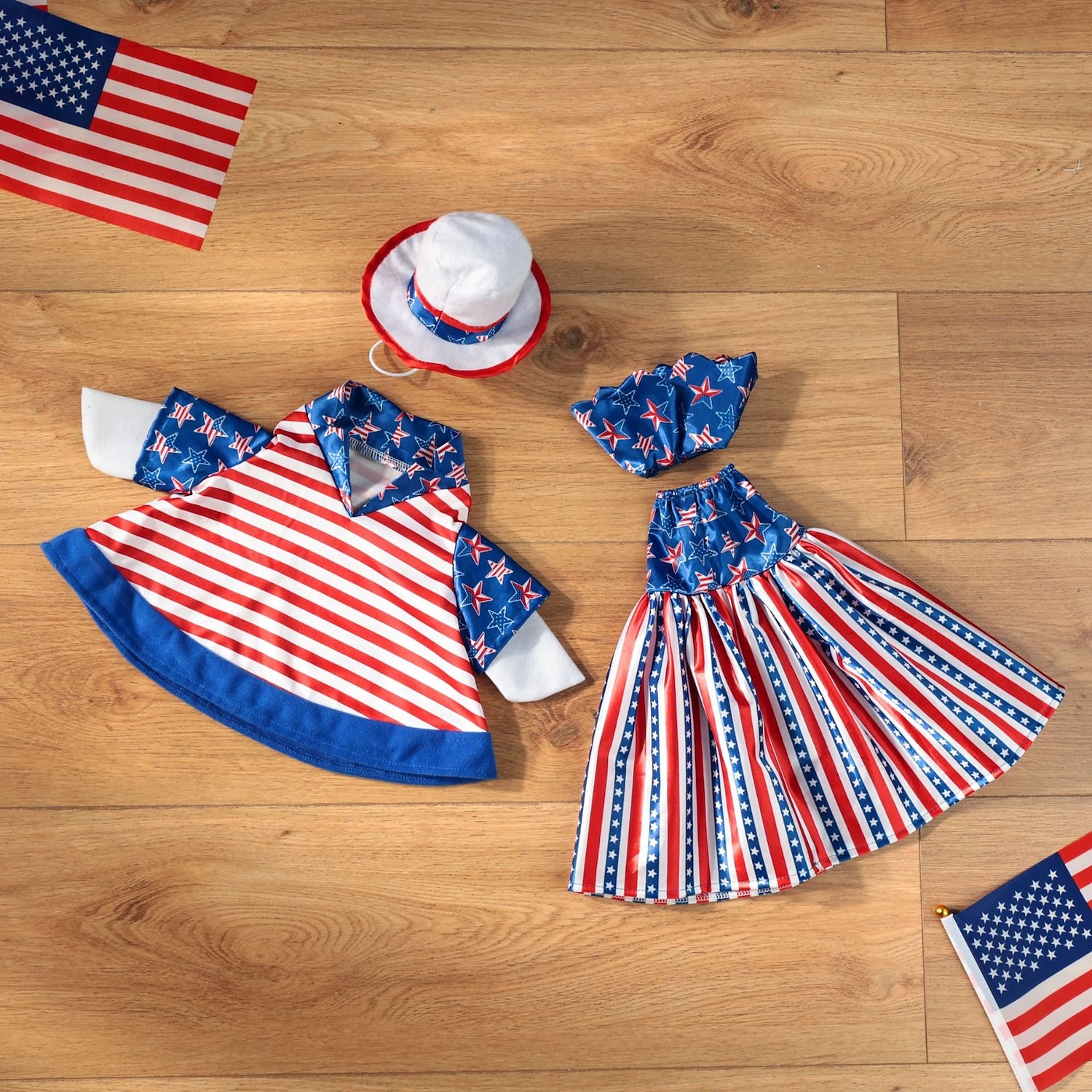 2 stk. patriotiske verandagåseantrekk sementgåskostyme 4. juli-stil gåsantrekk inkludert sløyfe og hatt til hagedekorasjon fest uteplass julegave 2026 - $19.99 –P7