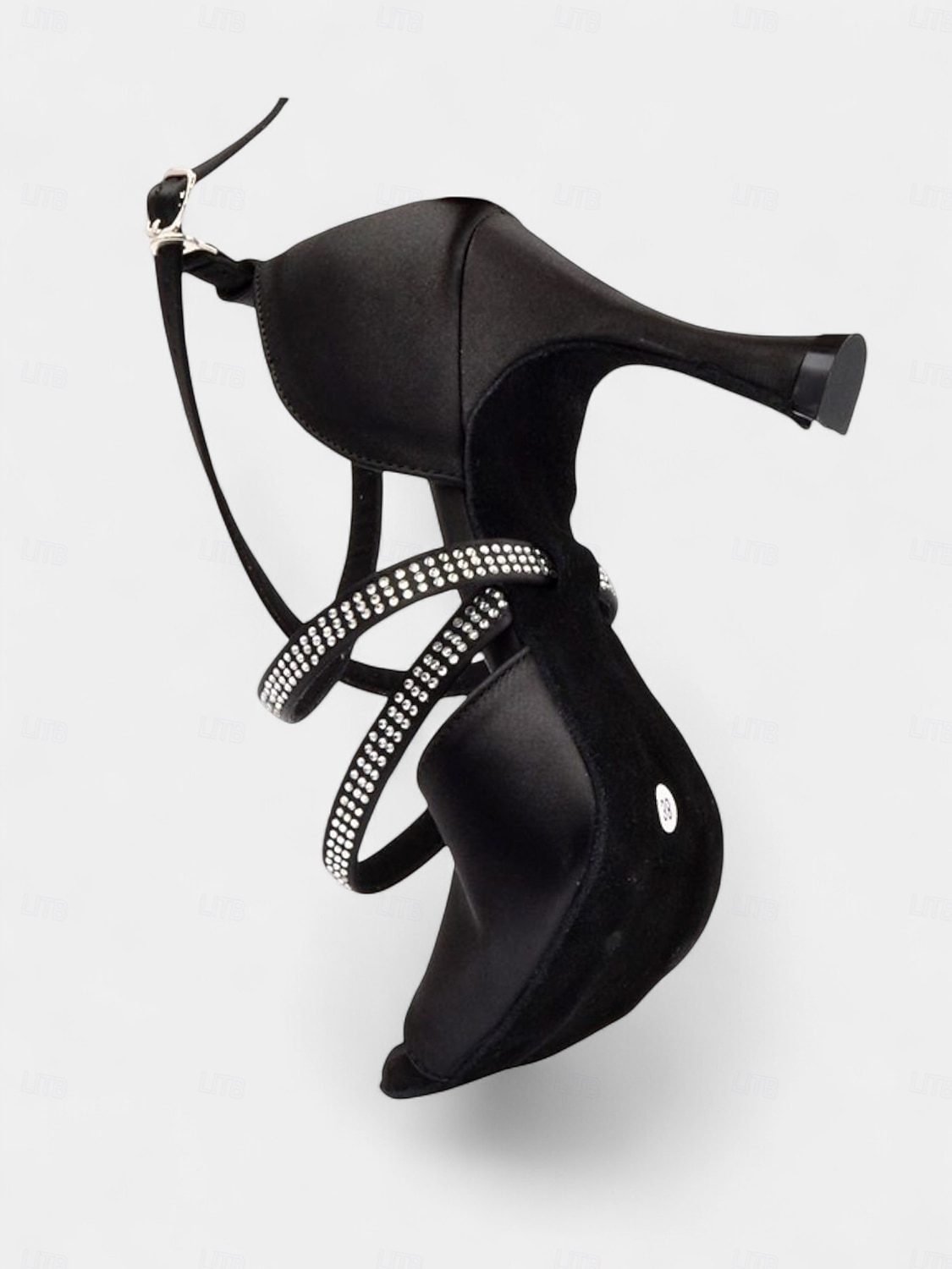 Women's Black Satin Rhinestone Strappy Latin Dance Shoes - Open Toe High Heel Sandals for Gatsby Party & Ballroom Dance 2026 - $79.99 –P6