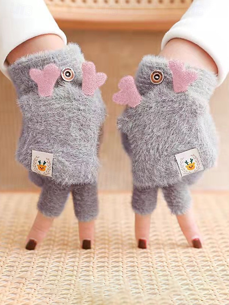 2026年 女性用クリスマスギフトの豪華な手袋、マルチカラー、ふわふわの柔らかい素材、トナカイの角のデザイン、毎日の通勤や休日のお祝いに最適  コレクション – $9.99 –P14