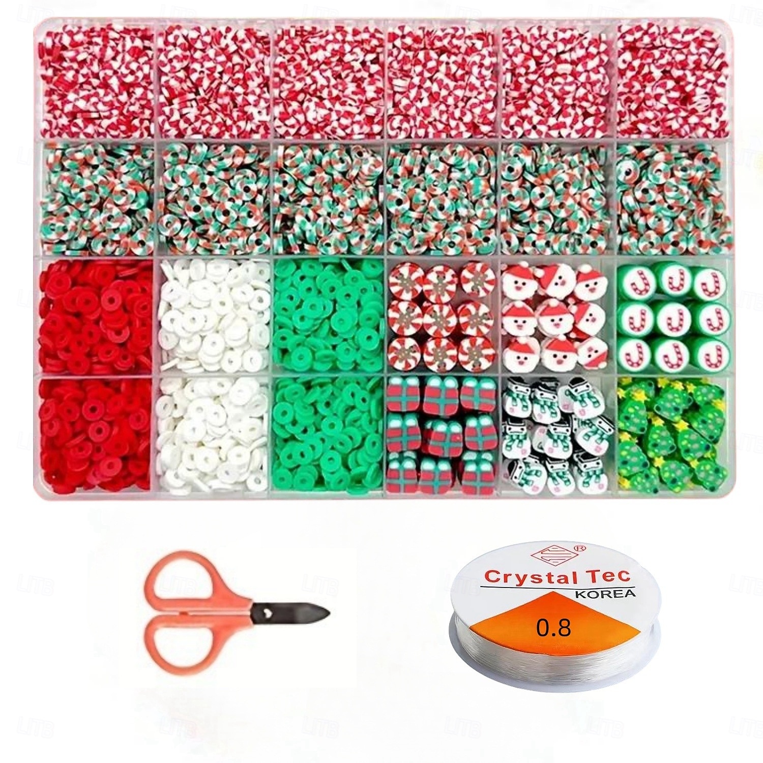 Cuentas navideñas para hacer joyas, dijes, cuentas de arcilla para pulseras, collares, manualidades, juego de cuentas de polímero, kit de joyería navideña hecho a mano, accesorios para manualidades 2026 - $15.99 –P4
