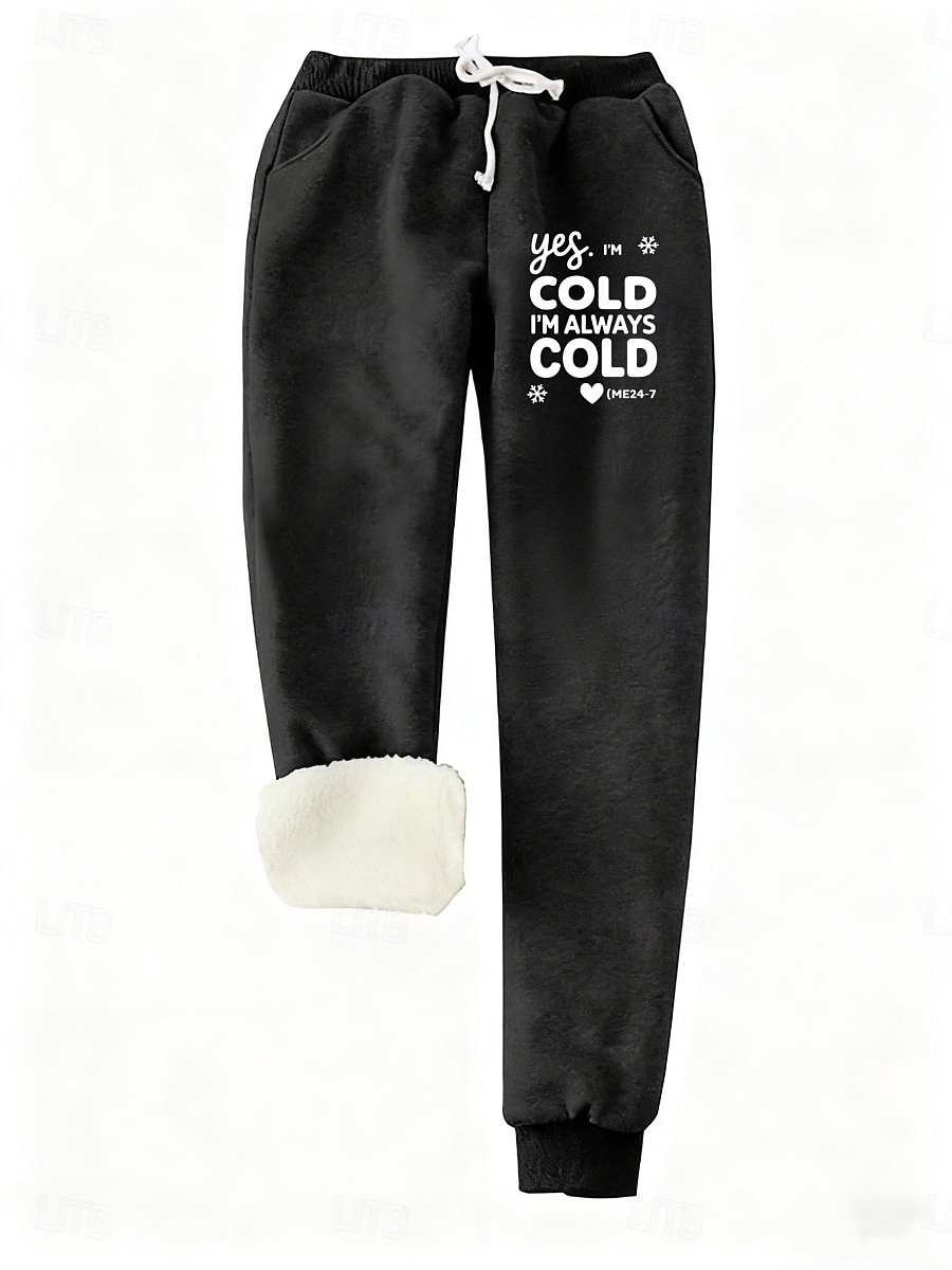 Γυναικεία Αθλητικές Φόρμες Παντελόνι Fleece Μοντέρνα Βασικό Καθημερινό Πλήρες μήκος Ψηλή Μέση Γράμμα Κορδόνι Τσέπη Στάμπα Διατηρείτε Ζεστό Αντιανεμικό Άνετα Μικροελαστικό 2025 - $22.99 –P3