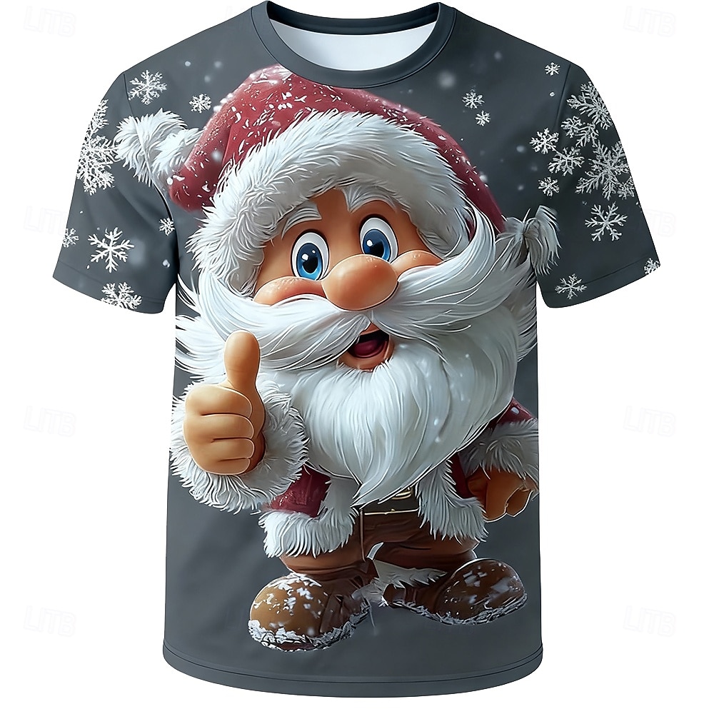 Christmas Men's Santa Claus T Shirt Short Sleeve T shirt 3D Print Crew Neck Shirt Daily Designer Artistic Vacation Party Street Blue Black Light Grey All Seasons Clothing Apparel S M L XL XXL XXXL 2025 - $23.99 –P3