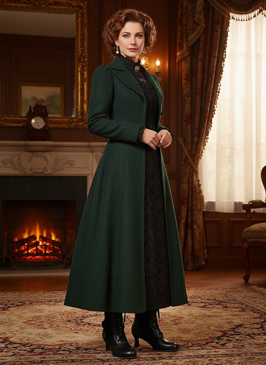 Women's Black Victorian Edwardian Style Knee High Lace-Up Boots with Scalloped Trim and Kitten Heel - 1920s Retro Gothic Dress Boots for Ladies, Perfect for Cosplay, Steampunk & Historical Reenactment 2025 - $59.99 –P1