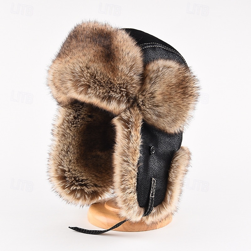 Męskie Uszanka Czapka Uszanka Kapelusz lotniczy Czapka z klapką na uszy Zimowy skórzany kapelusz Czarny Kawowy Skóra PU Polar Moda Współczesny współczesny Dzienne zużycie Randka Jednolity/zwykły kolor 2026 - $29.99 –P1