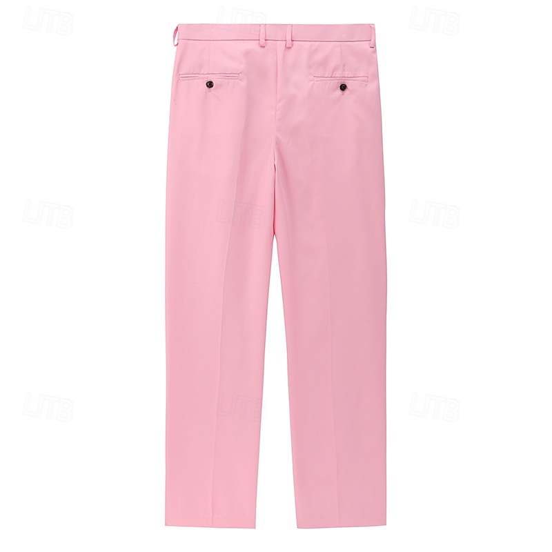 בגדי ריקוד גברים מכנסיים חליפות מִכְנָסַיִים כיס כפתורים אחיד קומפורט יומי עֵסֶק עבודה אופנתי סגנון קלאסי פול אלמוג ורוד מיקרו-אלסטי 2026 - $40.99 –P3