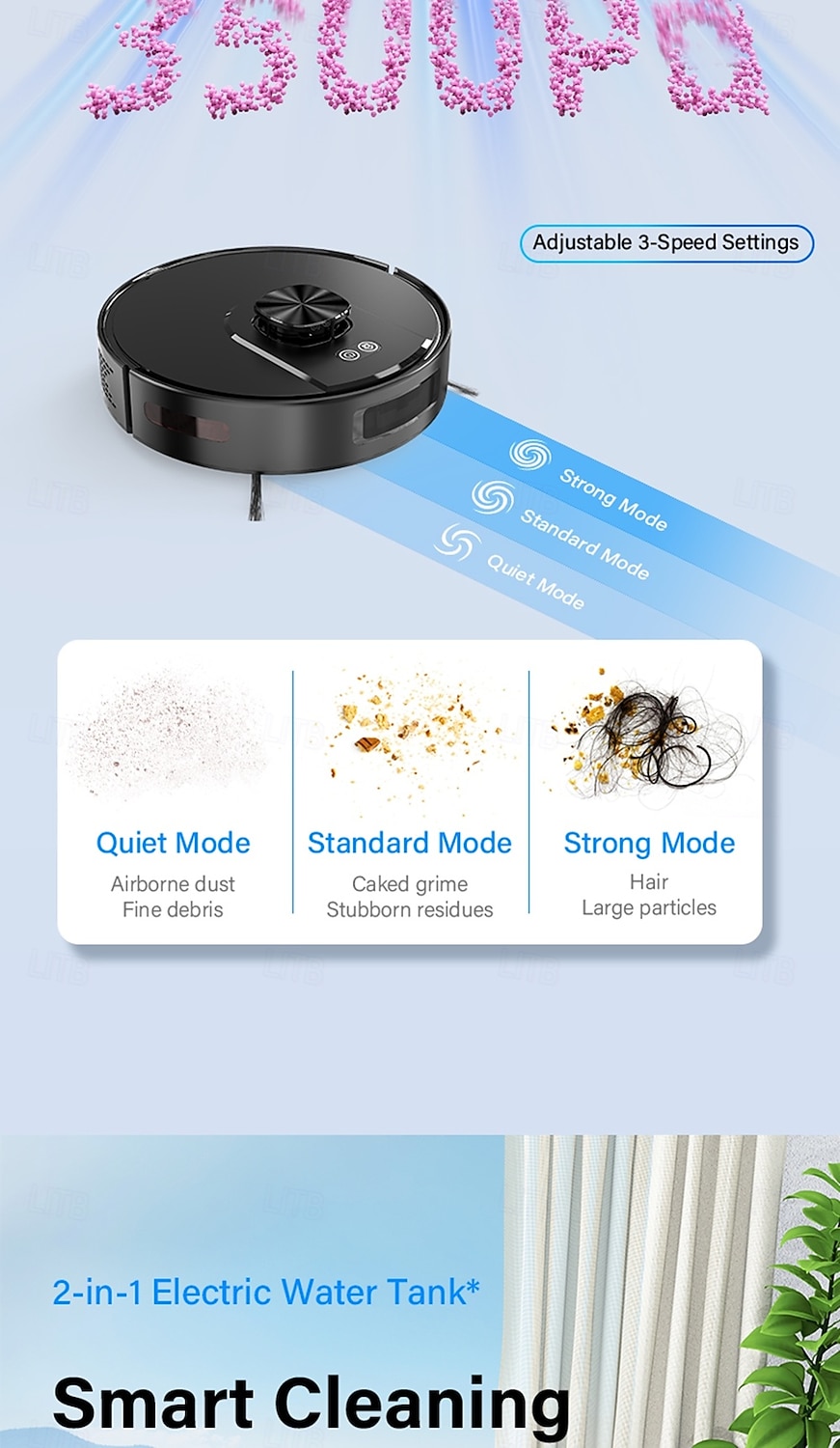 Sweeping and Mopping Robot Combo with LiDAR Navigation APP Operation Smart Mapping No-Mop Zones and Invisible Wall Settings Auto Charging Long-Lasting Battery Life 3500Pa Powerful Suction 2025 - $217.49 –P7