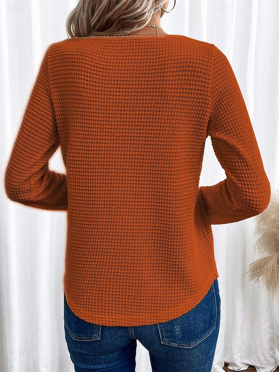 Damskie Koszula Jednokolorowe Elegancja Bohema Zabytkowe Długi rękaw Półgolf Zwykłe topy Praca Codzienny Koronka Haft Koronka iluzjonistyczna Brudny róż Niebieski Pomarańczowy Beżowy Wiosna Jesie 2025 - $24.99 –P9