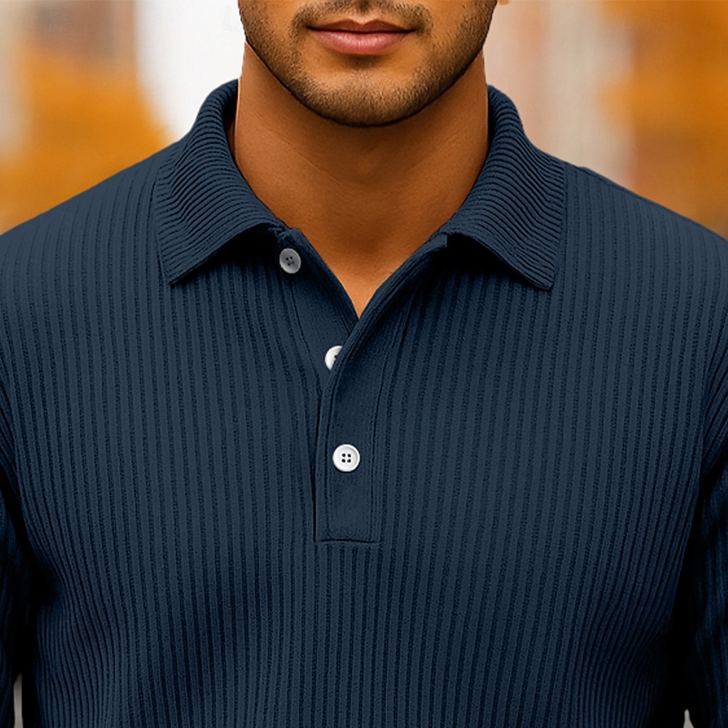 Per uomo Polo Camicia di Velluto a Coste Casuale Sportivo Bavero Manica Lunga Moda Essenziale Tinta unica Testurizzato Bottoni Caldo Autunno Primavera & Autunno Vestibilità regolare Blu Blu scuro del 2026 a $25.99 –P2