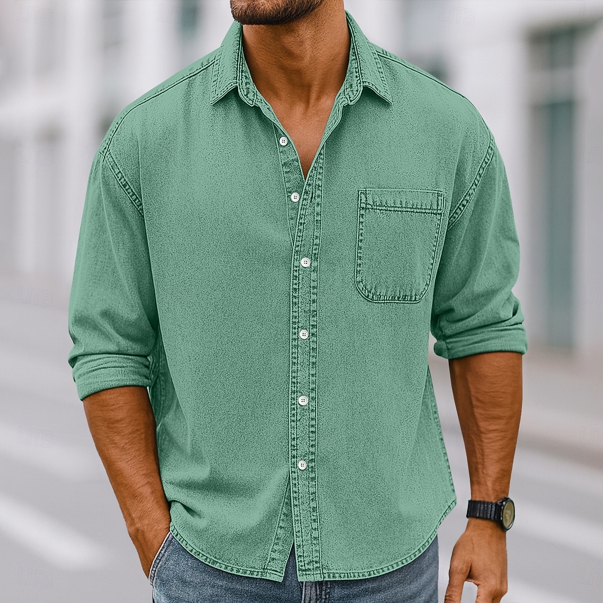 Homens Camisa Social Camisa casual camisa vintage camisa de botão Vinho Azul Marinha Manga Longa Tecido Lapela Casual Streetwear Bolsos Roupa Algodão Elastano Vintage Moda Retro Vintage de 2026 por $31.99 –P6