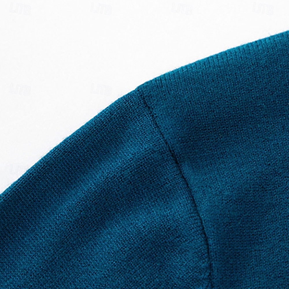 Herr Pullover tröja Stickad tröja Ribbad Sticka Vanliga toppar Stickat Slät Polokrage Mode Grundläggande Semester Dagliga kläder Kläder Höst Vinter Vin Svart S M L 2025 - $28.99 –P11