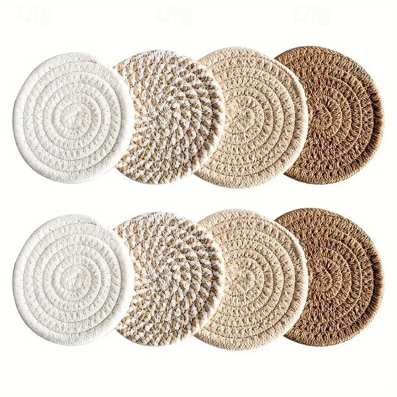 Набор из 8 подставок из впитывающего хлопка – минималистичные подставки под напитки для журнальных столиков, домашнего декора, баров и подарков на новоселье, коричневая серия 2026 - $14.99 –P10