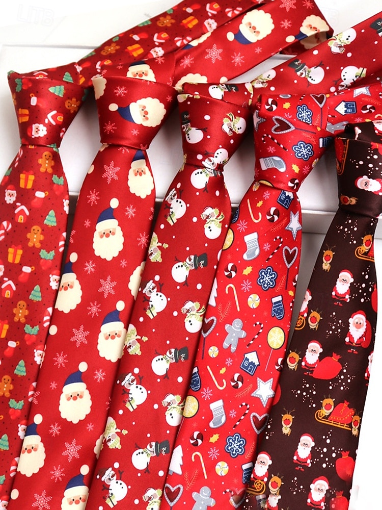 Cravates de Noël pour hommes en polyester – motifs Père Noël, bonhomme de neige et autres motifs festifs, parfaites pour les fêtes de Noël et les occasions spéciales. de 2026 ? $11.99 –P3