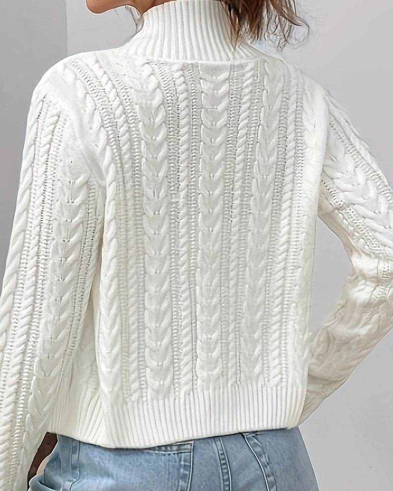 Women's Sweater Cardigan Elegant Fashion Cute Solid Color Stand Collar Zipper Knitted Print Long Sleeve Regular Tops Knit Outdoor Daily Holiday Wine Red Black Fall Winter 2026 - $28.99 –P2