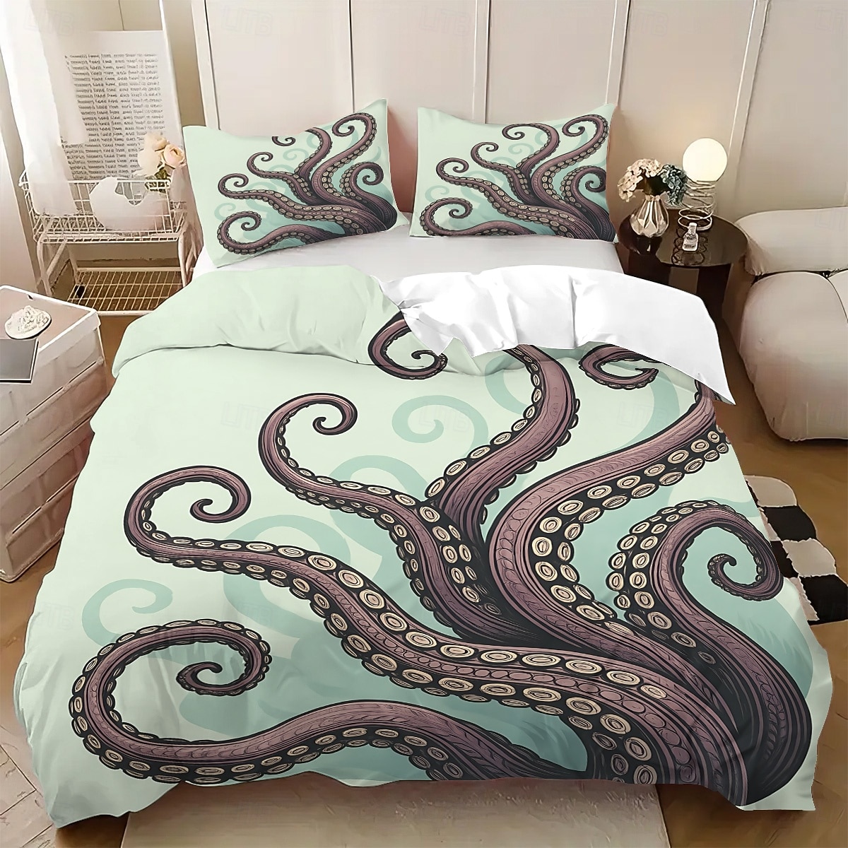 Unterwasserwelt Seestern &3-teiliges Daunenbettbezug-Set mit Oktopus-Motiv für Queensize-Betten, weicher Bettbezug mit 2 Kissenbezügen – Hotel &Gästezimmerbettwäsche, gemütlich & komfortabel 2026 - $37.99 –P5