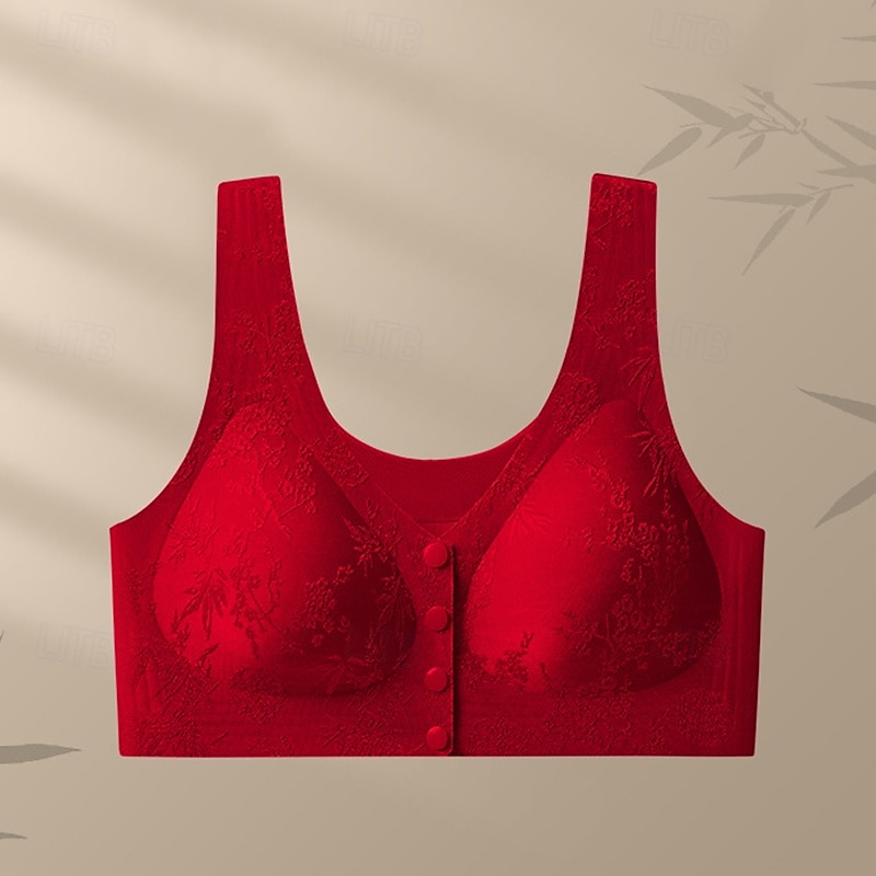 Mulheres Sutiã com fecho frontal Roupa-Interior Conforto Liberdade Total Sem Fio Cor Sólida / Simples Esporte Roupas Esportivas Roxo Profundo Preto Academia Pilates Zumba de 2026 por $31.99 –P6
