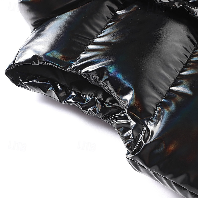 Per uomo Gilet imbottito Gilet Vacanza Quotidiano Data Moda Casual Autunno Inverno Tasca Poliestere Caldo Confortevole Tinta unica Cerniera Collo alla coreana Vestibilità regolare Nero Bianco Caffè del 2026 a $41.99 –P6