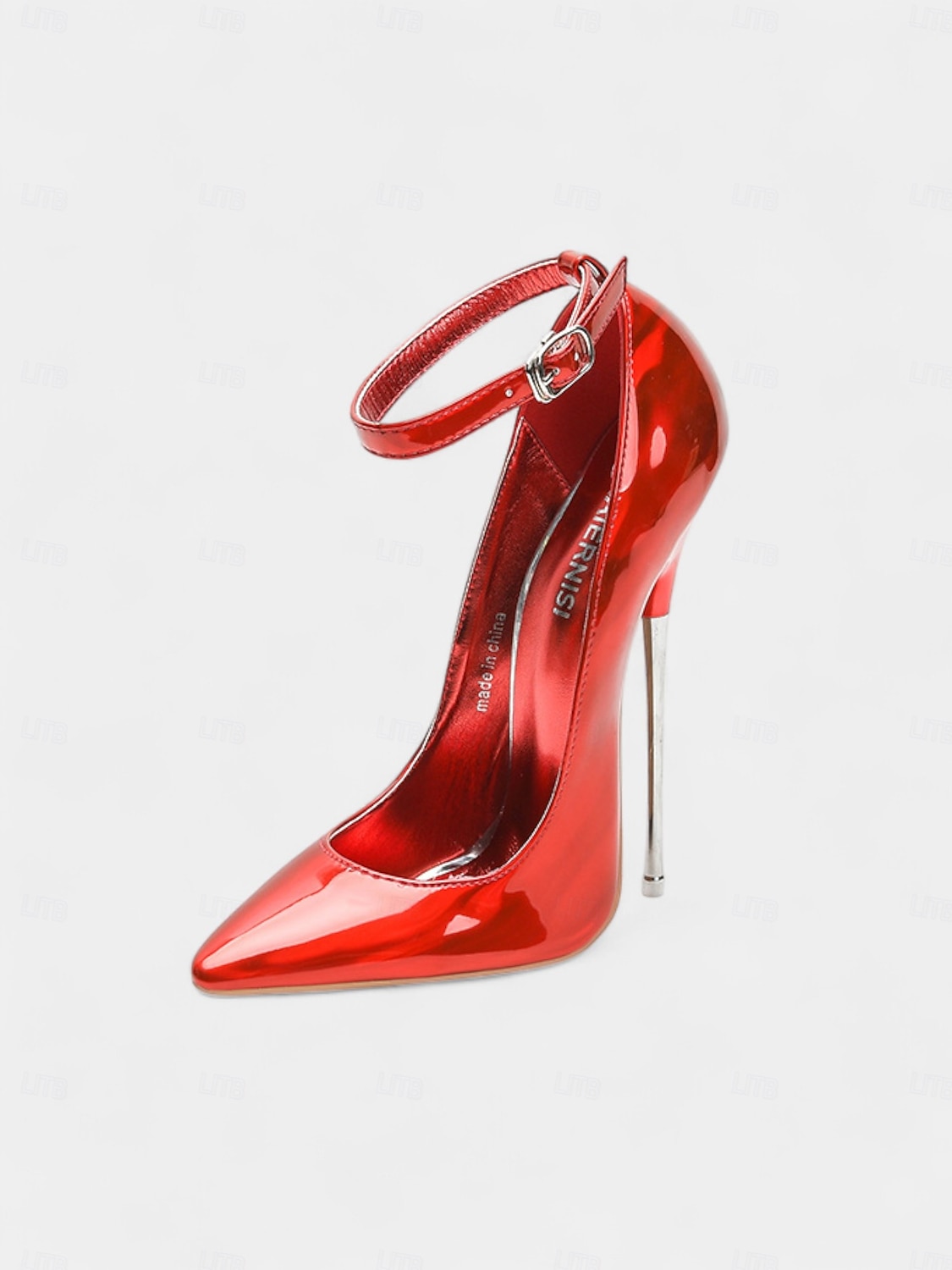 Women's Red Patent Leather Stiletto Heels, Shiny Ankle Strap High Heels with Metal Pin Heel for Christmas Parties & Holiday Celebrations 2026 - $79.99 –P3