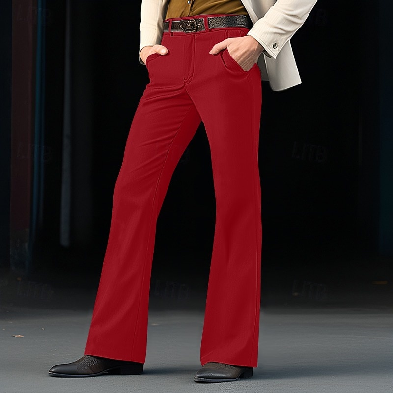 Homens Social Calça larga Parte inferior do sino Calças Bolsos Tecido Conforto Respirável Casamento Ao ar livre Diário Moda Casual Preto Branco de 2026 por $14.49 –P10