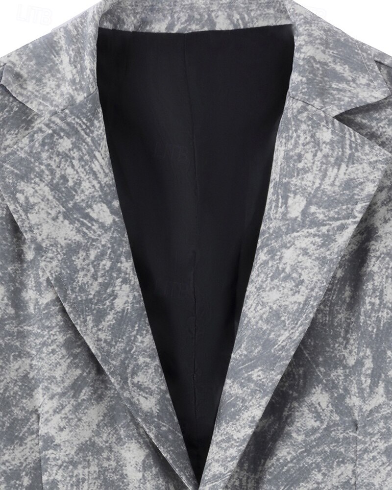 Men's Blazer Business Cocktail Party Wedding Party Fashion Casual Spring Fall Polyester Graphic Prints Pocket Buttons Comfortable Single Breasted Blazer Gray 2026 - $39.99 –P3