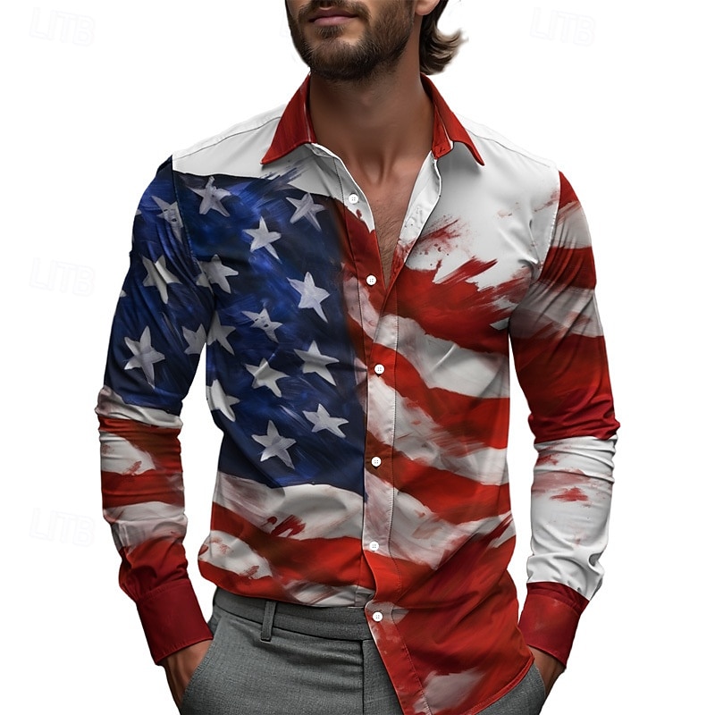 Hombre 4 de julio, 250 aniversario de Estados Unidos Bandera estadounidense Camisa Camisa casual Camisa de playa Manga Larga Casual Cómodo Vacaciones Calle Hawaiano Primavera Otoño Diseño Estampado 2026 - $27.99 –P3