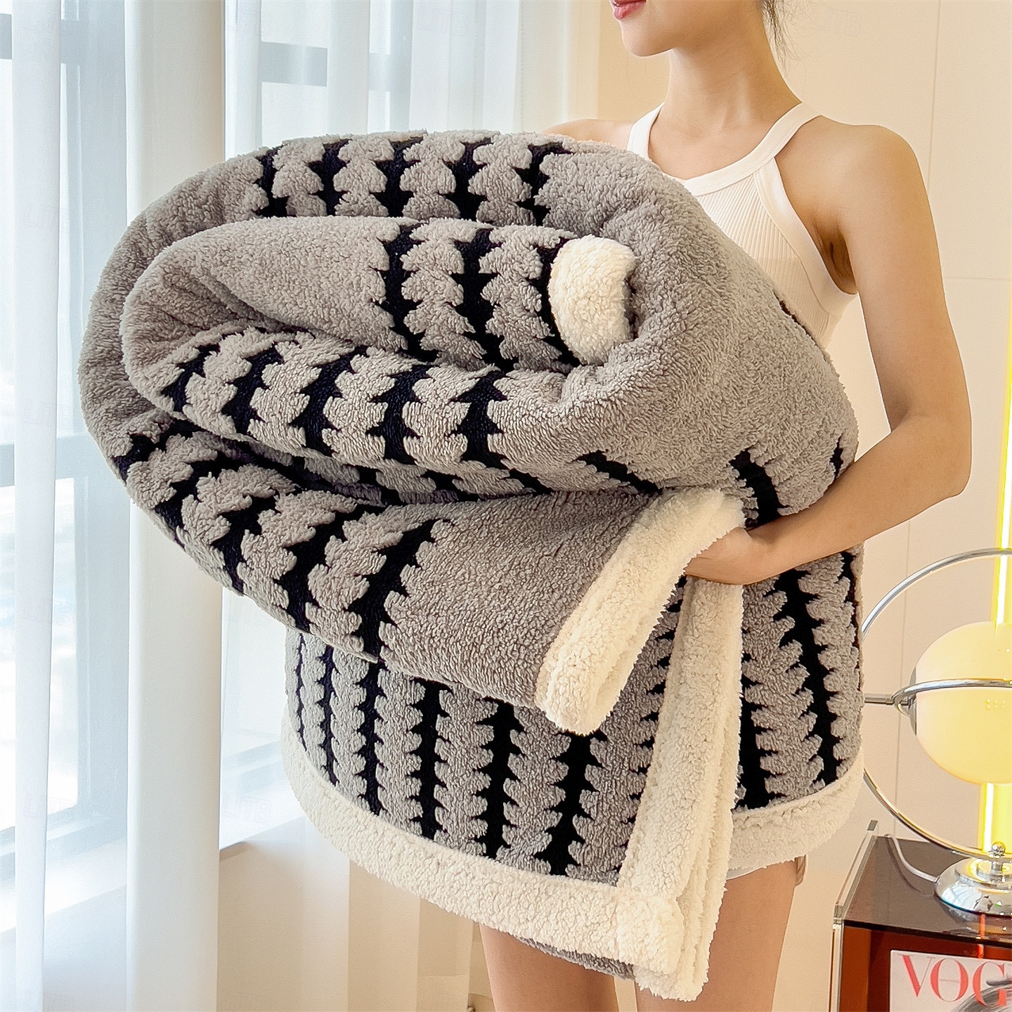 Gruby, ciepły flanelowy koc dwustronny, miękki polarowy, do biura, łóżka, sofy, klimatyzacji 2026 - $23.99 –P10