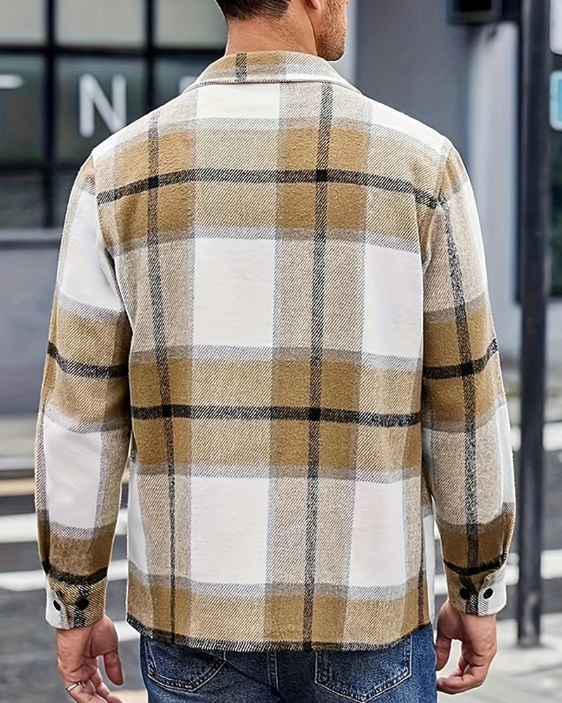 Miesten Paita Rento paita Flanellipaita Button Up paita Rubiini Pitkähihainen Skottiruutukuvio Kauluskäänne Katuvaatteet Loma Tasku Vaatetus Puuvilla Muoti Vapaa-aika Mukava 2026 - $30.99 –P3