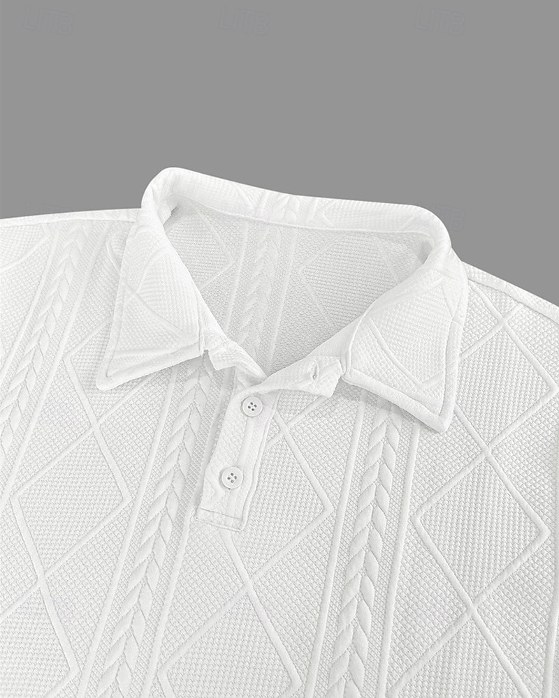 رجالي قميص الجولف قمصان بولو الجولف عمل فضفاض Lapel كم طويل أساسي الحديث سهل قماش الجاكار Buttons الربيع الخريف عادي أبيض قميص الجولف 2025 - $25.99 –P7