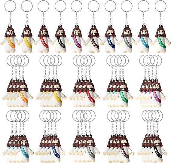 2025年 50/100個の小さなイエスのキーホルダー、ミニイエスの置物キーホルダー、クリスマスストッキング詰め物ギフト、マルチカラーの小さなイエスのキーホルダー、ミニチュアキーホルダーを隠す  コレクション – $19.99 –P6