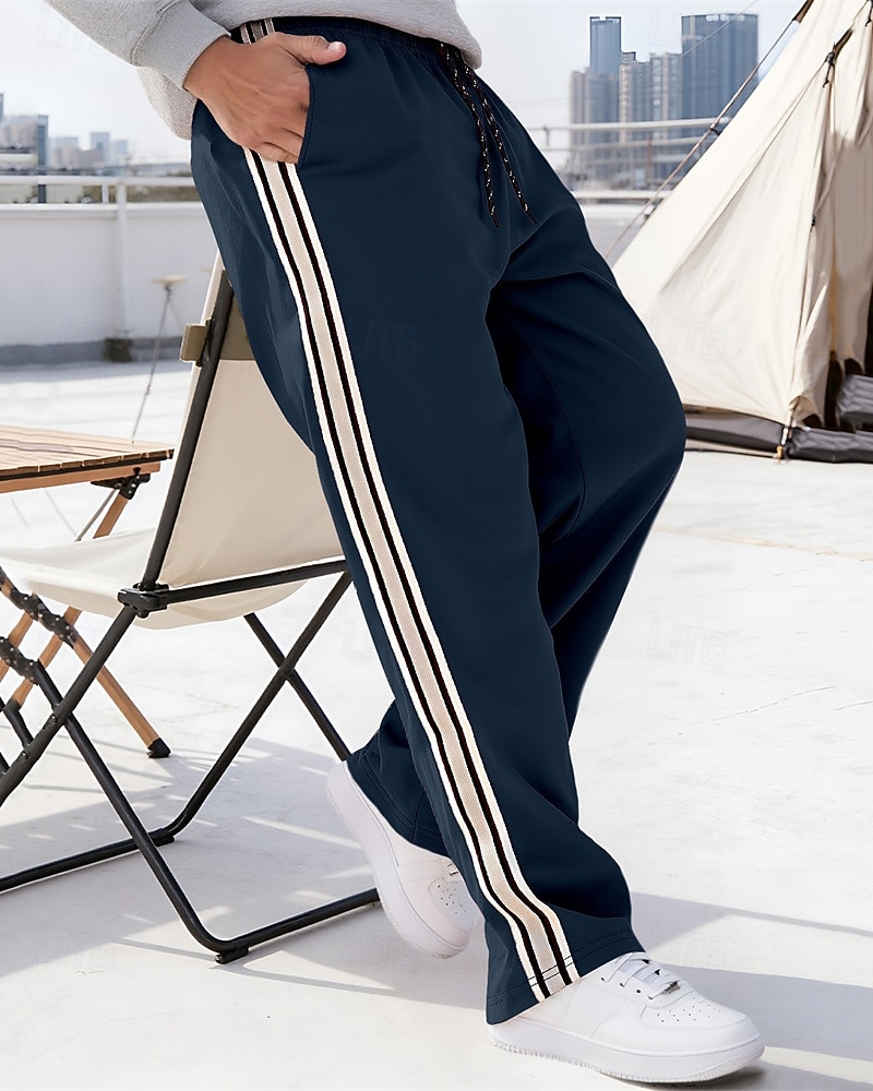 Hombre Pantalones de Deporte Pantalones Pantalones deportivos de pierna recta Correa Bolsillo Cintura elástica Bloque de color A Rayas Comodidad Diario Deporte Moda Casual Vino Verde Ejército 2026 - $20.99 –P16