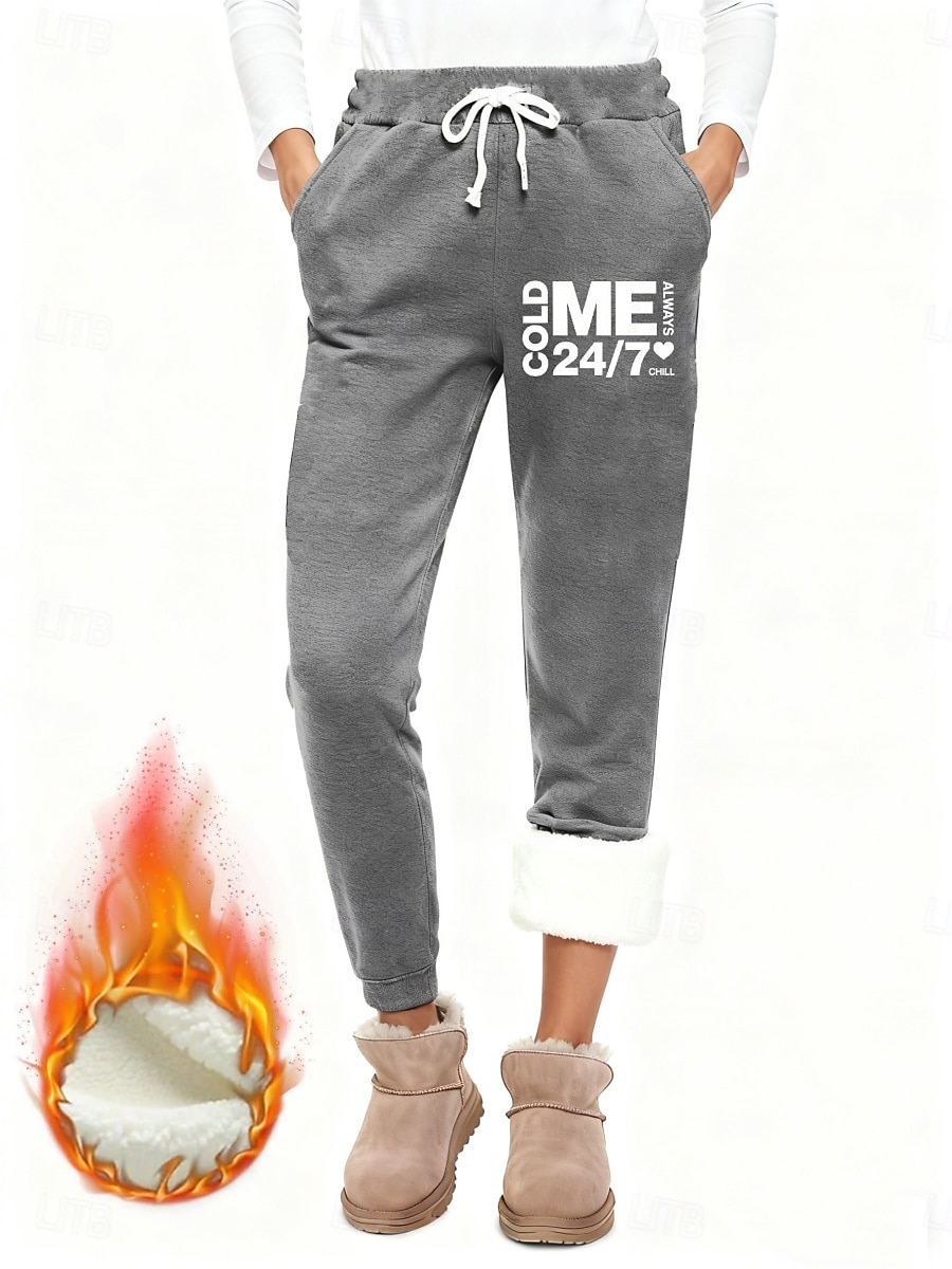 Dam Joggingbyxor Fleecebyxor Byxor Mode Grundläggande Ledigt Fullängd Hög midja Bokstav Snörning Ficka Mönster Håller värmen Vindtät Bekväm Elastisk Semester Gata Casual Svart Rodnande Rosa Mörkrosa 2025 - $24.99 –P5