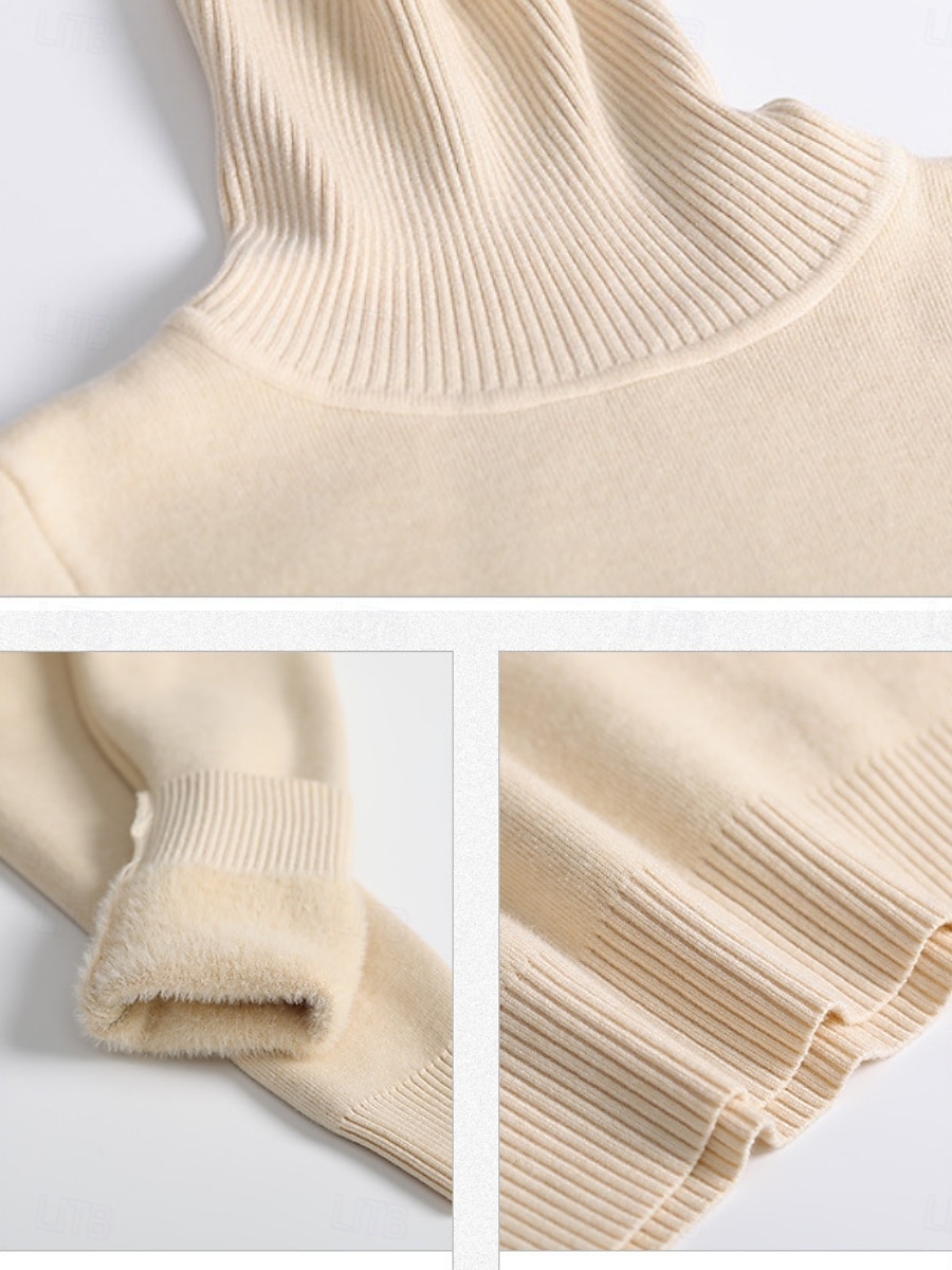 Dames Thermisch ondergoed Casual Comfortabel Heldere kleur Huis Dagelijks Lange mouw Coltrui Zwart Wit Geel Kameel Khaki Lente Herfst Winter Normale pasvorm 2026 - $32.99 –P2
