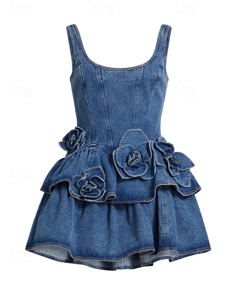 Women's Mini Dress Denim Dress Party Dress Cocktail Dress Sundress Fashion Modern Evening Party Party Cocktail Party Regular Fit Plain Sleeveless Crew Neck Blue Spring Fall 2026 - $73.99 –P3