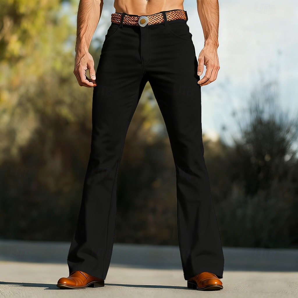 Miesten Housut Bell Bottom Leveät housut Kiinalainen Rennot housut Tasku Suora jalka Tavallinen Mukavuus Pehmeä Täyspitkä Päivittäin ulko- Bile Muoti Katutyyli Musta Valkoinen Mikrojoustava 2026 - $31.99 –P3