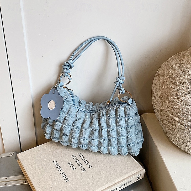 τσάντα ώμου με χιαστί φερμουάρ – πλισέ τσάντα μασχάλης με φυσαλίδες, μονόχρωμη καθημερινή τσάντα για καθημερινή χρήση και εξόδους 2025 - $17.99 –P1