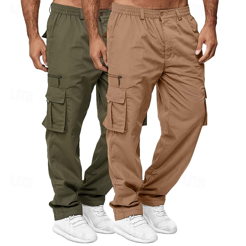 Per uomo Pantaloni Cargo Pantaloni da escursionismo Elastico in vita Multi-tasche Semplice Traspirante Lunghezza intera All'aperto Casuale Quotidiano Stile Etnico Stile Classico Verde+Cachi Blu+Cachi del 2026 a $31.99 –P7
