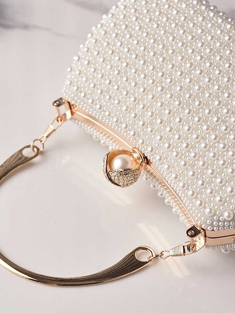Geantă de seară tip clutch pentru femei cu perle și mâner auriu, geantă elegantă pentru nunți, cocktailuri și evenimente formale – disponibilă în mai multe culori 2026 - $32.99 –P10