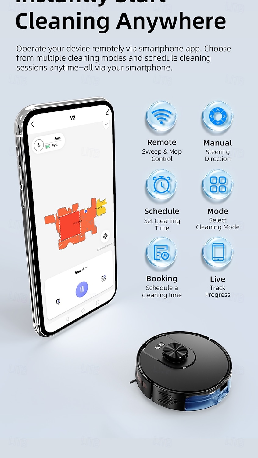 Sweeping and Mopping Robot Combo with LiDAR Navigation APP Operation Smart Mapping No-Mop Zones and Invisible Wall Settings Auto Charging Long-Lasting Battery Life 3500Pa Powerful Suction 2025 - $217.49 –P12