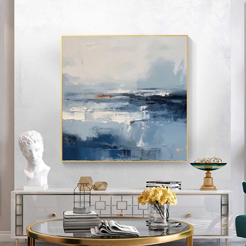 Peinture à l'huile abstraite, faite à la main, représentant un paysage de lac sur toile. Art personnalisé, paysage de campagne, décoration intérieure. de 2026 ? $78.99 –P1