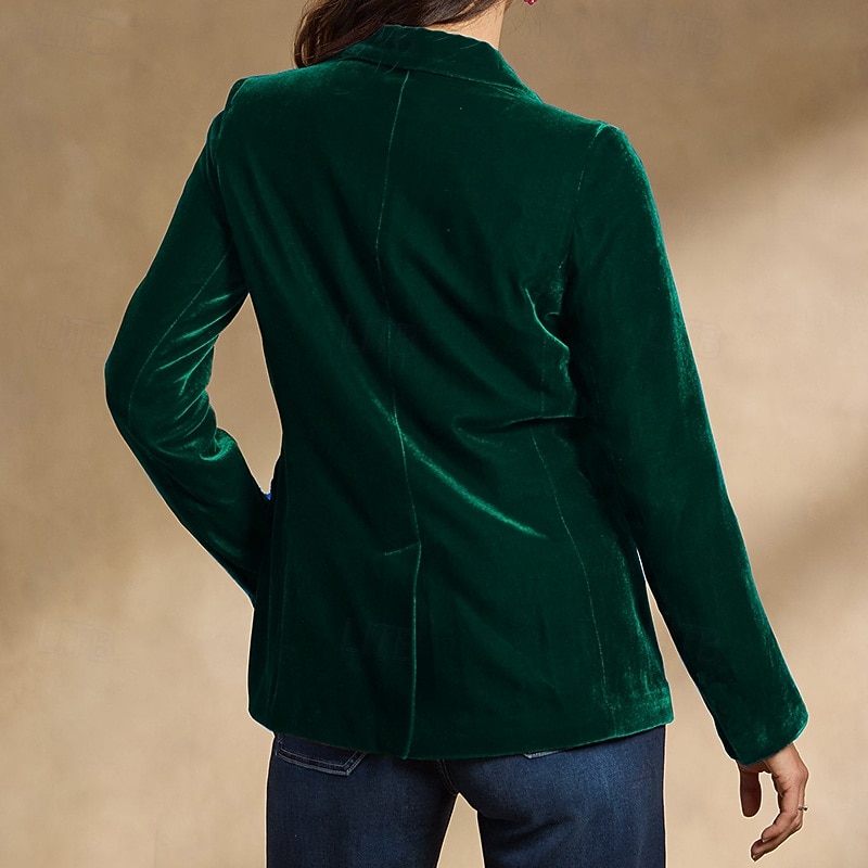 Naisten Bleiseri Velvet Blazerit Pidä lämpimänä Mukava Tasku Napit Tyylikäs Vintage Tavallinen Loma Katu Kausaliteetti Arki-asut Normaali Lovikäänne Normaali Pitkähihainen Päällysvaatteet Musta Viini 2026 - $42.99 –P11