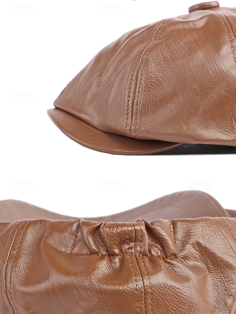 férfi karácsonyi műbőr sapka – stílusos piros, barna, fekete és szürke lapos sapka – meleg téli sapka férfiaknak – divatos ünnepi kiegészítő karácsonyi ünnepségekre 2026 - $14.99 –P9