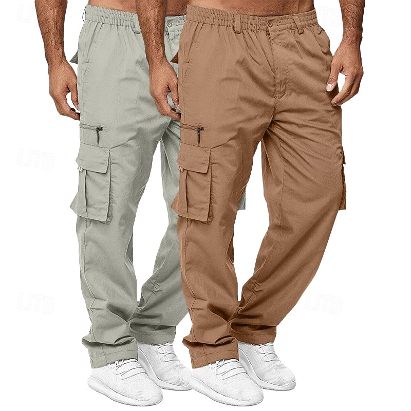 Per uomo Pantaloni Cargo Pantaloni da escursionismo Elastico in vita Multi-tasche Semplice Traspirante Lunghezza intera All'aperto Casuale Quotidiano Stile Etnico Stile Classico Verde+Cachi Blu+Cachi del 2026 a $31.99 –P8