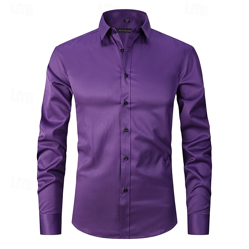 Homens Camisa Social Saia Camisa não de ferro Camisas de smoking Tecido Formal Casamento Preto Branco Rosa Vinho Manga Longa Lapela Primavera & Outono Todas as Estações Roupa de 2025 por $20.99 –P11
